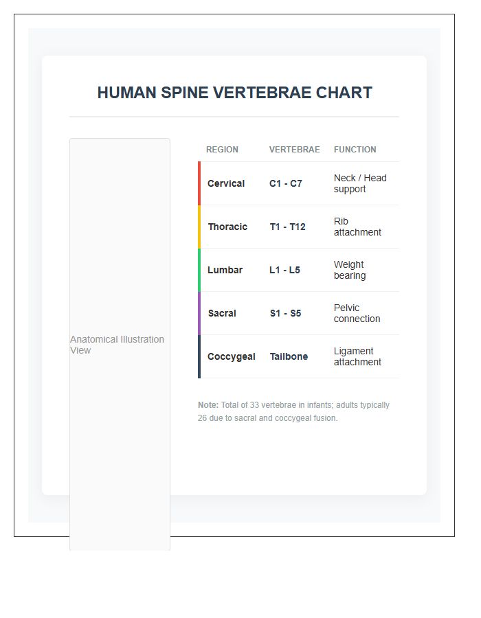 Labeled Human Spine Vertebrae Printable Chart