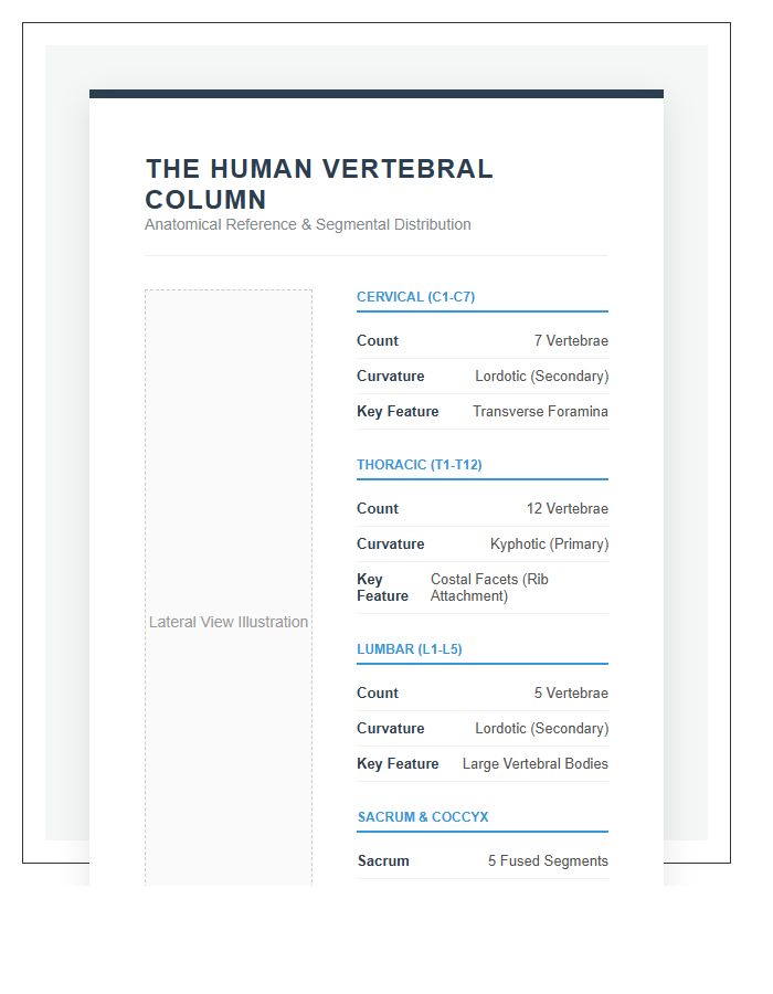 Professional Spine Anatomy Reference Printable Chart