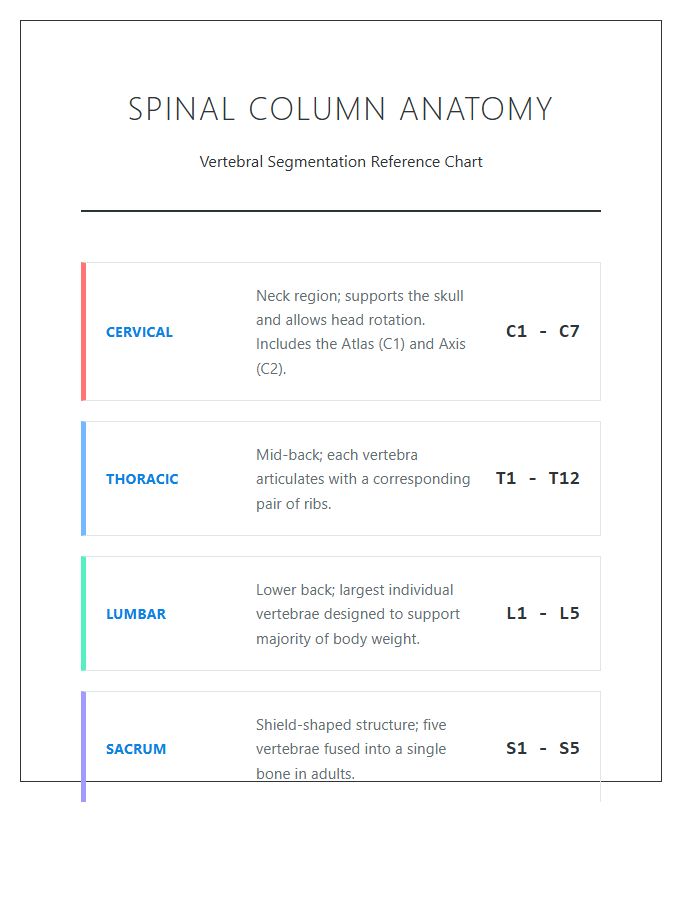 Spine Bone Structure Sections Printable Chart