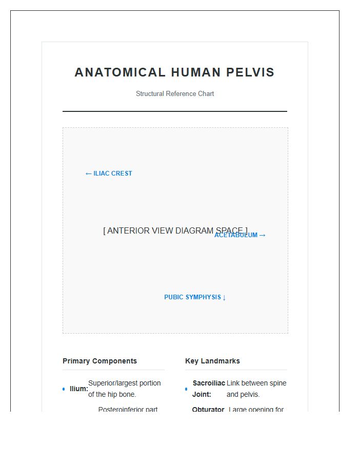 Anatomical Human Pelvis Structural Printable Chart