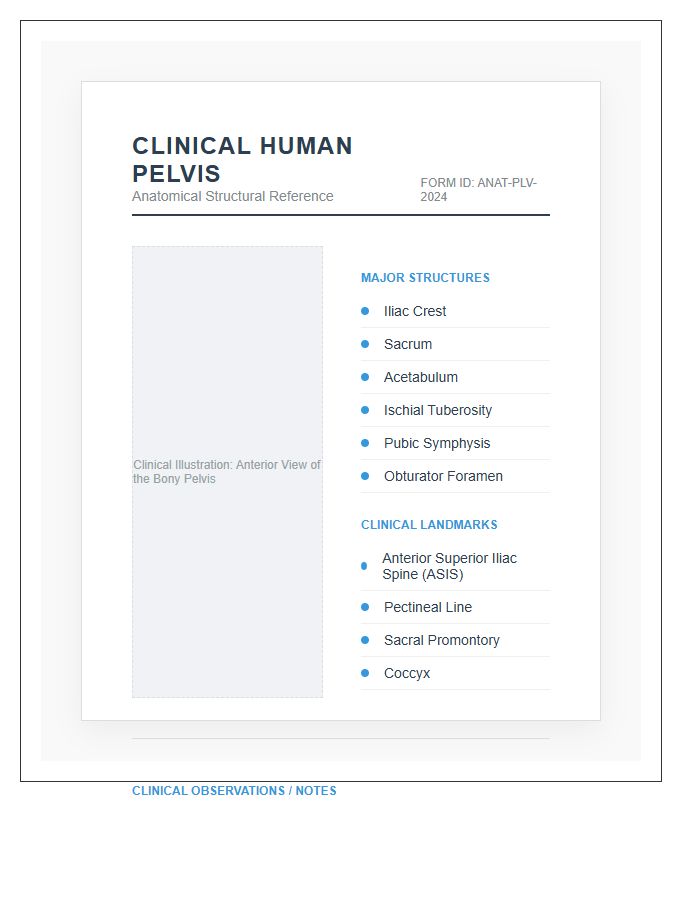 Clinical Human Pelvis Anatomy Structural Printable Chart