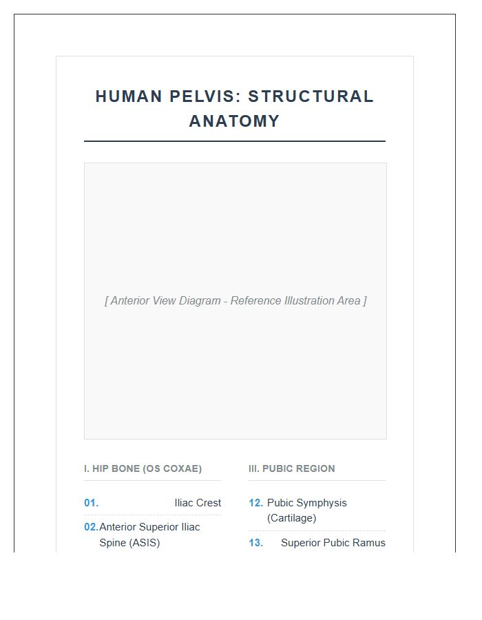 Comprehensive Human Pelvis Anatomy Structural Printable Chart
