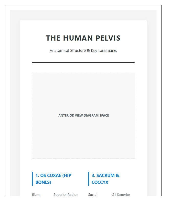 Detailed Human Pelvis Bone Anatomy Structural Printable Chart