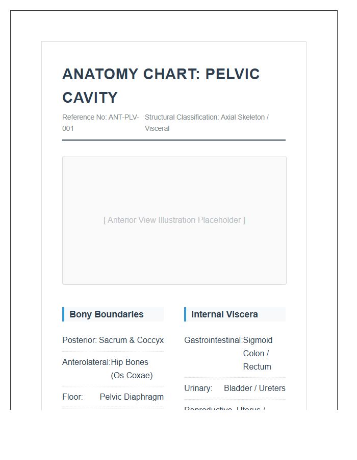Human Pelvic Cavity Anatomy Structural Printable Chart