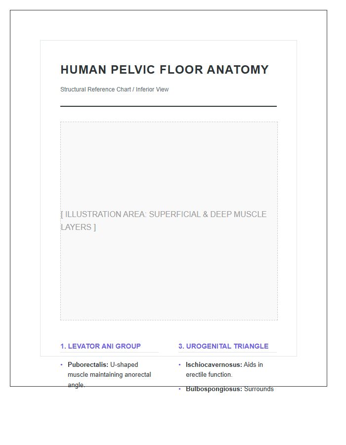 Human Pelvic Floor Anatomy Structural Printable Chart