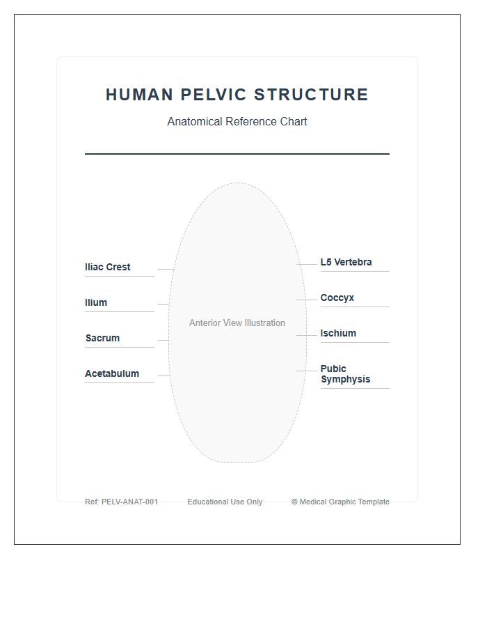 Internal Human Pelvis Anatomy Structural Printable Chart