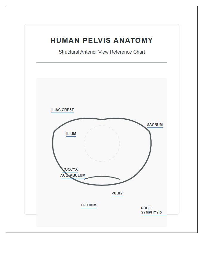 Labeled Human Pelvis Anatomy Structural Printable Chart