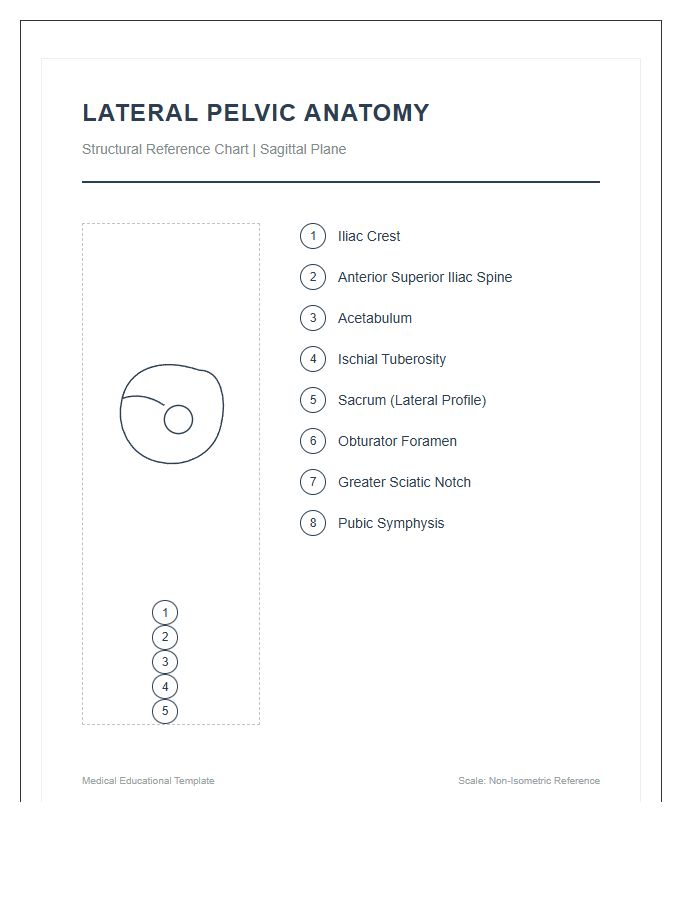 Lateral View Human Pelvis Anatomy Structural Printable Chart