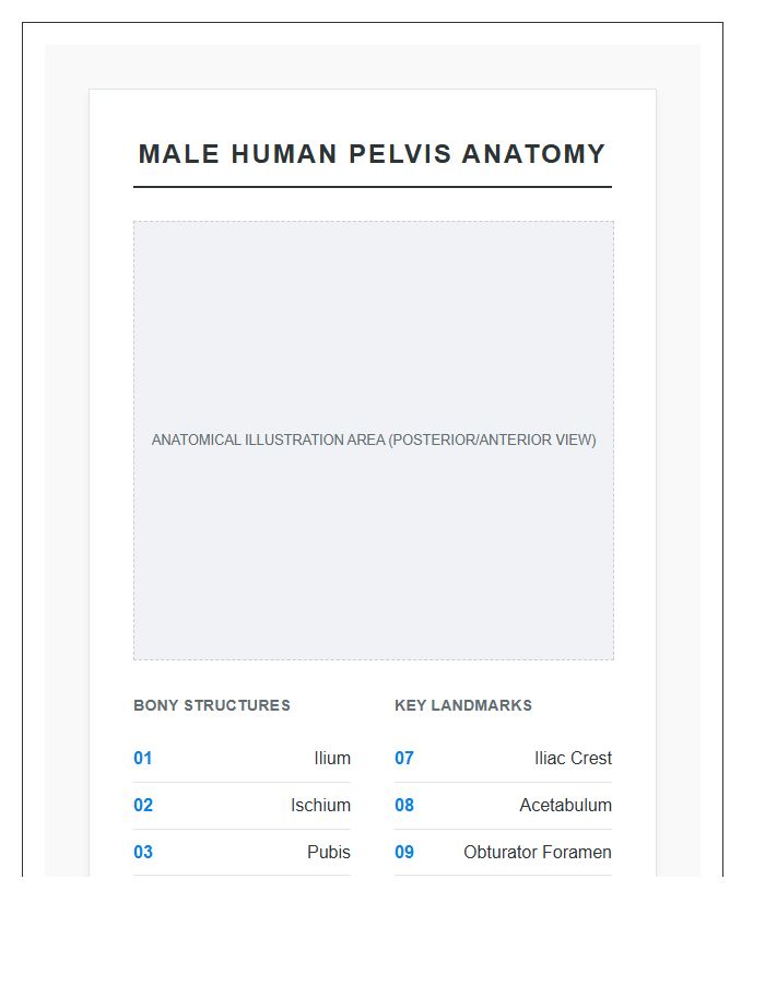 Male Human Pelvis Anatomy Structural Printable Chart