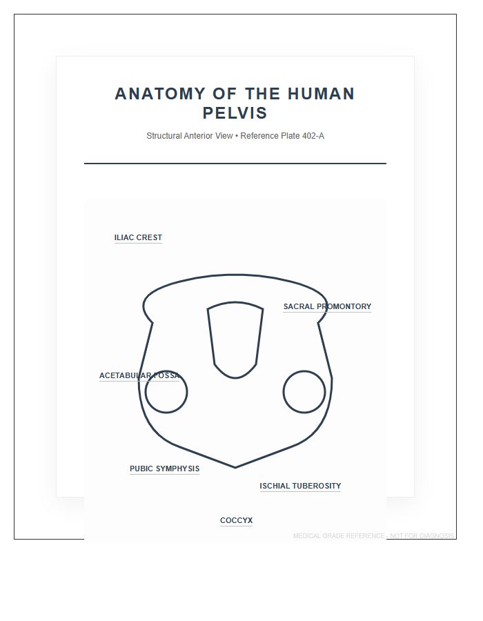 Medical Grade Human Pelvis Anatomy Structural Printable Chart