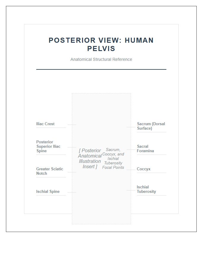 Posterior View Human Pelvis Anatomy Structural Printable Chart