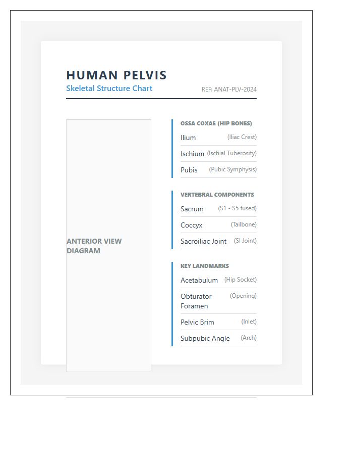 Professional Human Pelvis Anatomy Structural Printable Chart