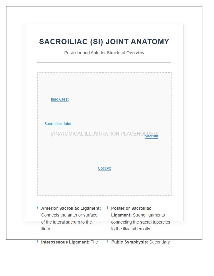Sacroiliac Joint Human Pelvis Anatomy Structural Printable Chart