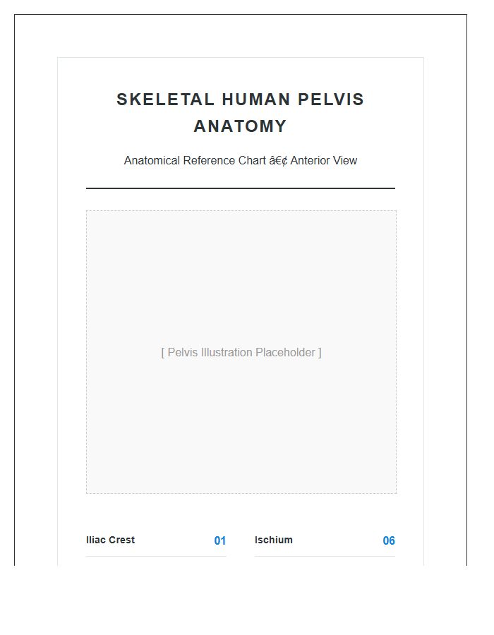 Skeletal Human Pelvis Anatomy Structural Printable Chart