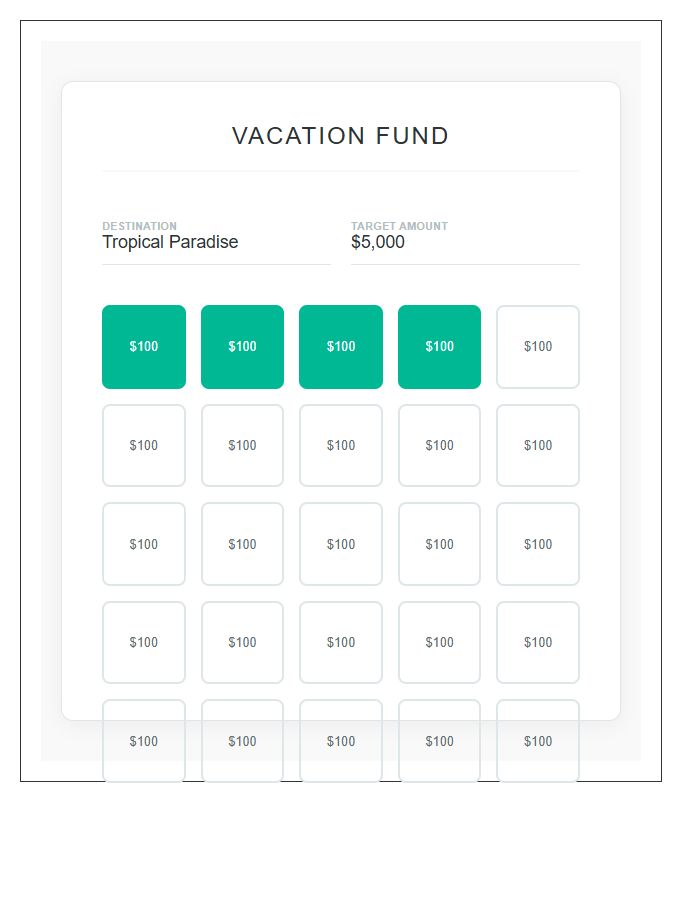 Vacation Fund Savings Printable Chart