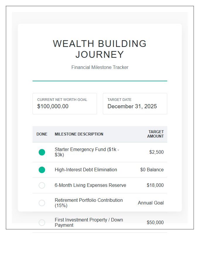 Wealth Building Journey Printable Chart