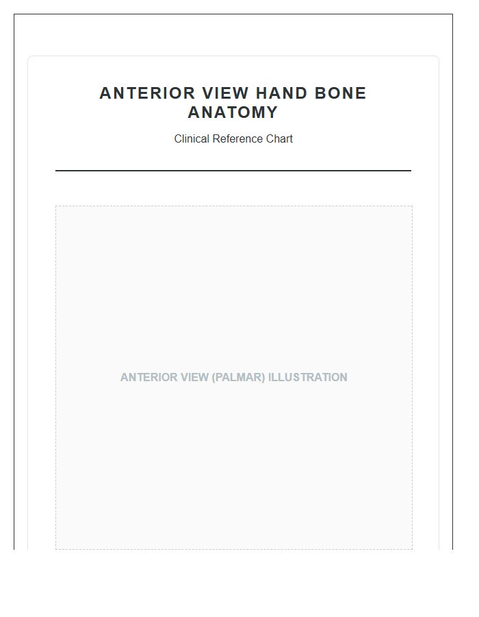 Anterior View Hand Bone Anatomy Printable Chart