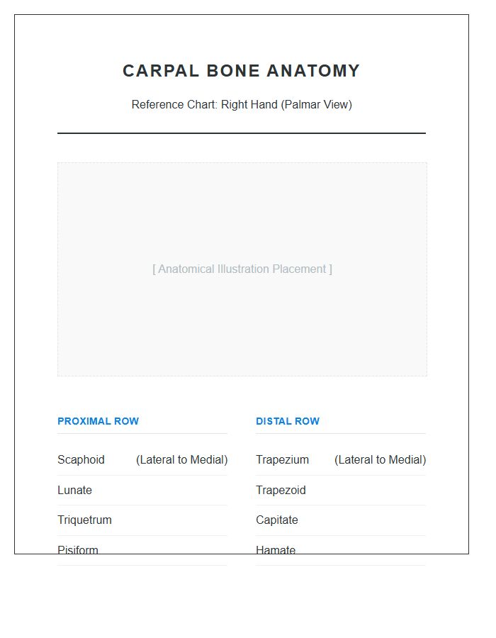 Carpal Bone Anatomy Printable Chart