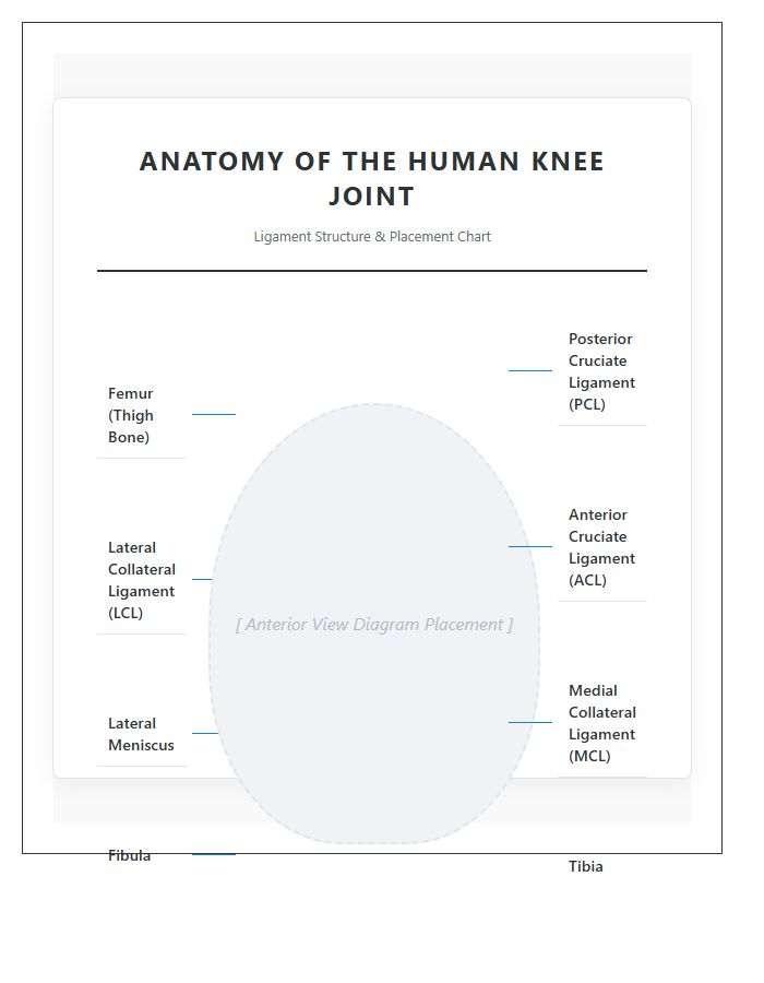 Labeled Human Knee Ligament Diagram Printable Chart