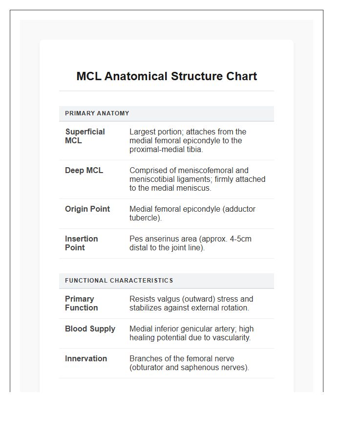 Medial Collateral Ligament Structure Printable Chart