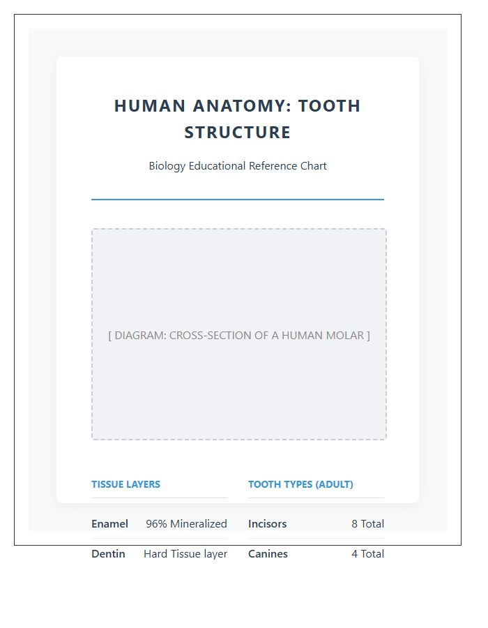 Biology Human Teeth Structure Printable Chart