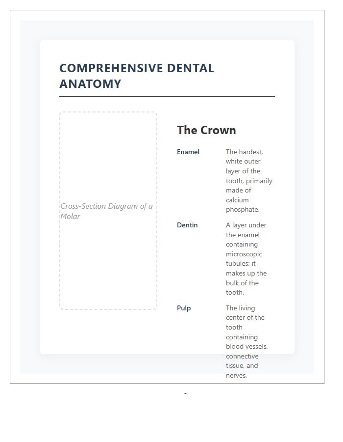 Comprehensive Dental Structure Anatomy Printable Chart