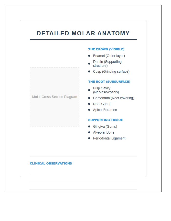 Detailed Molar Structure Anatomy Printable Chart
