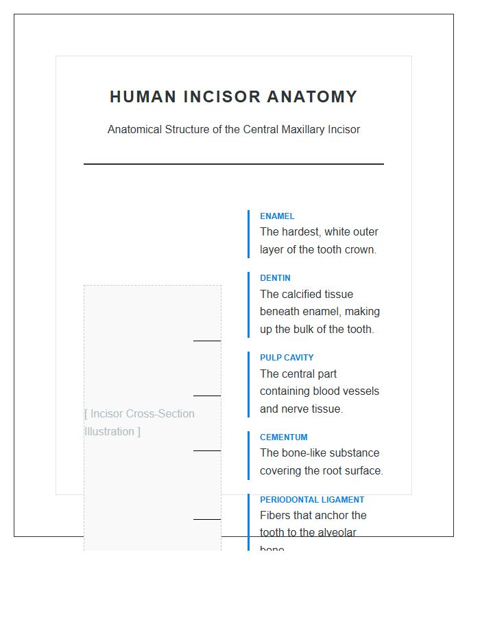 Human Incisor Anatomy Structure Printable Chart