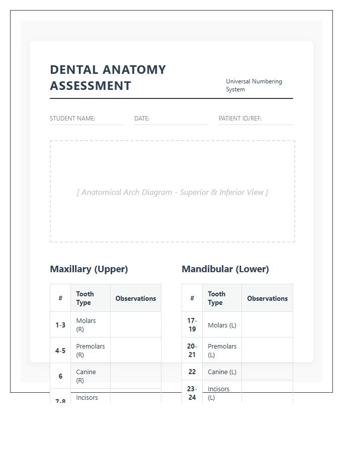 Medical Student Human Tooth Printable Chart
