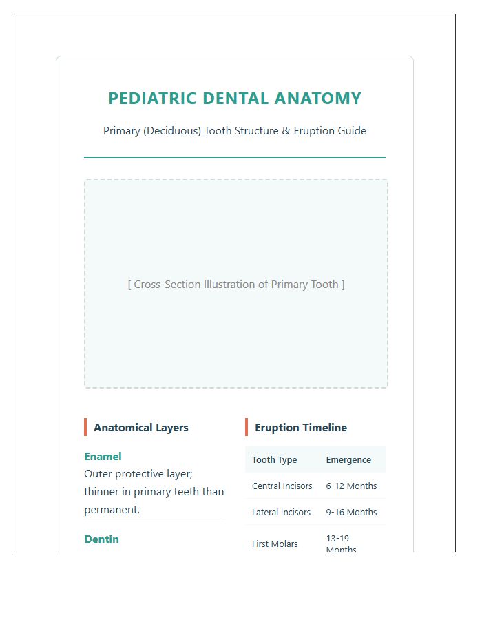 Pediatric Dental Anatomy Structure Printable Chart