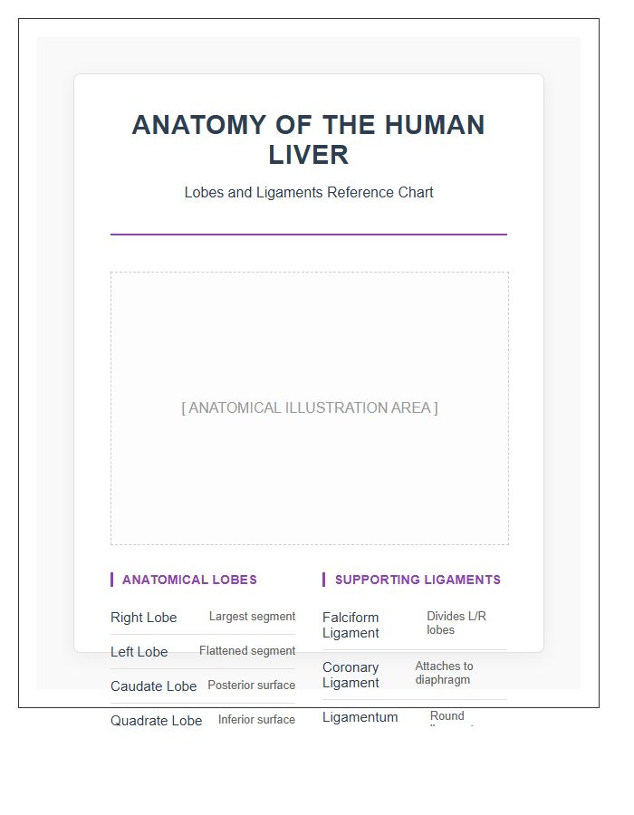 Human Liver Lobes And Ligaments Printable Chart