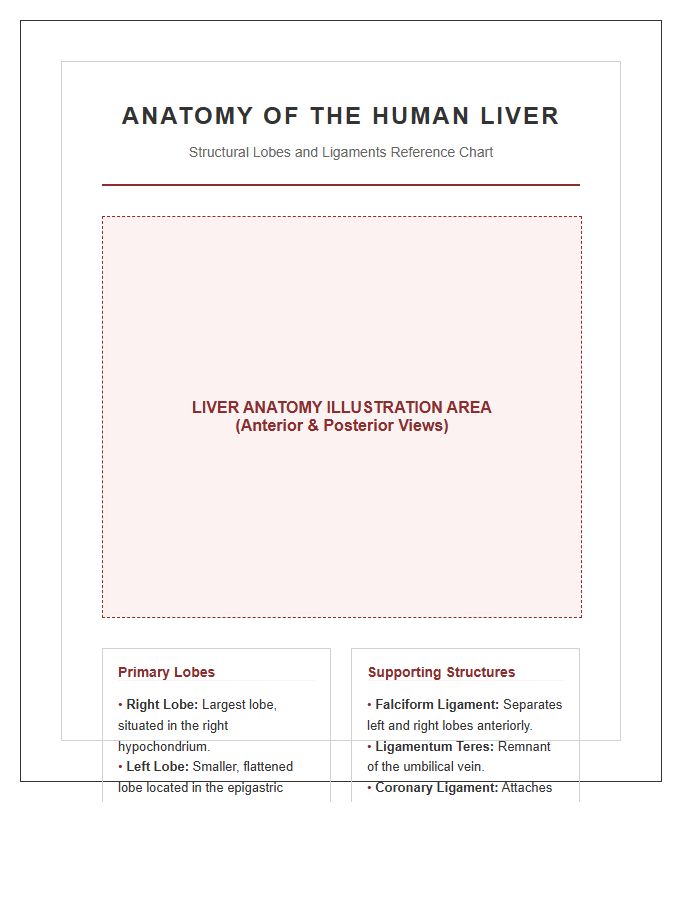 Human Liver Lobes Structure Diagram Printable Chart