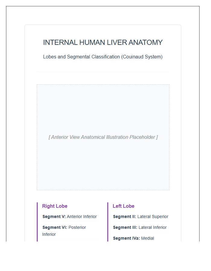 Internal Human Liver Anatomy Lobes Printable Chart