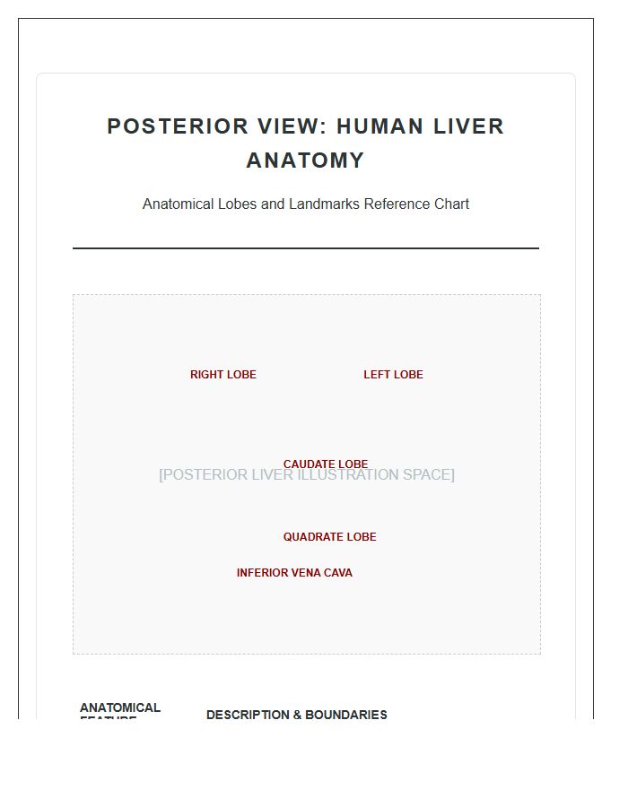 Posterior View Human Liver Lobes Printable Chart