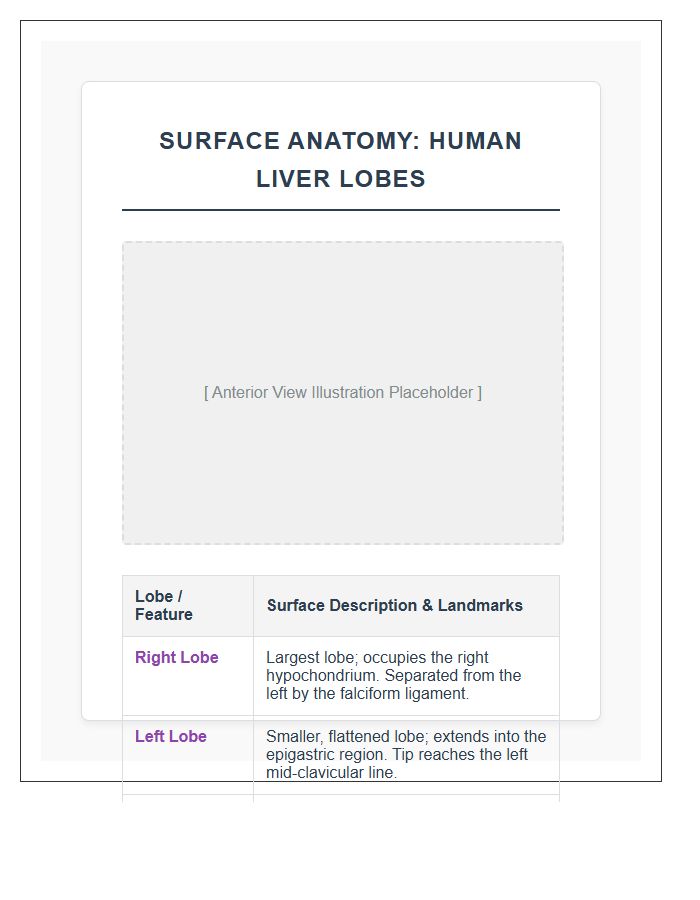Surface Anatomy Human Liver Lobes Printable Chart
