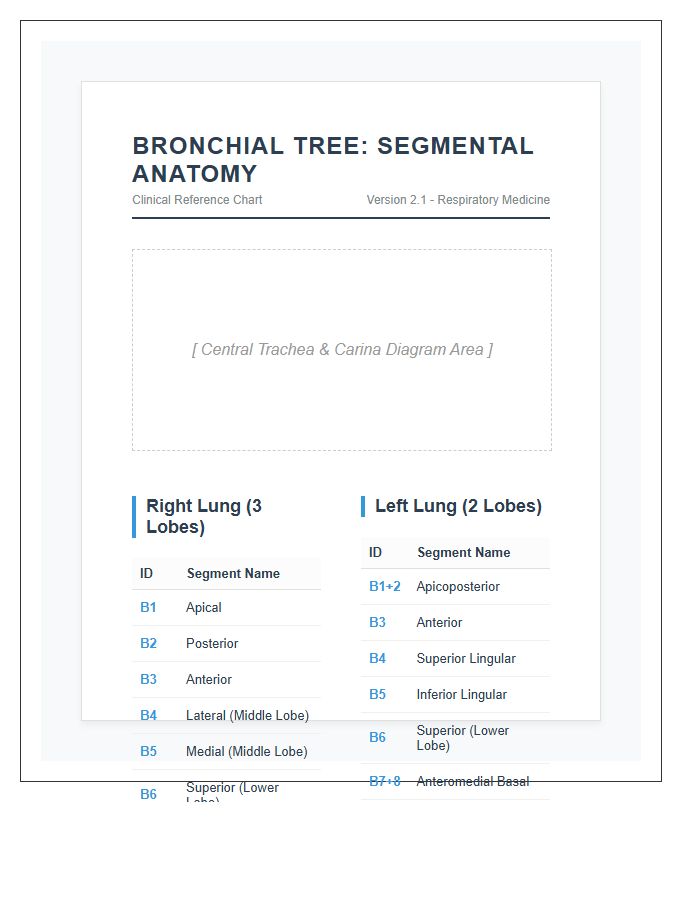 Clinical Bronchial Tree Anatomy Printable Chart