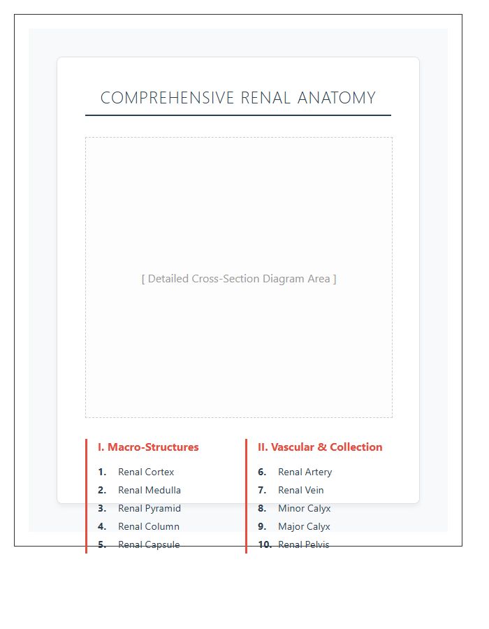 Comprehensive Renal Anatomy Printable Chart