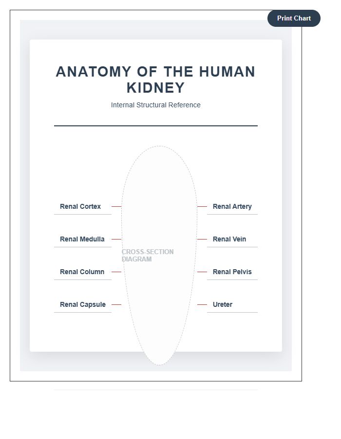 High Resolution Kidney Anatomy Printable Chart