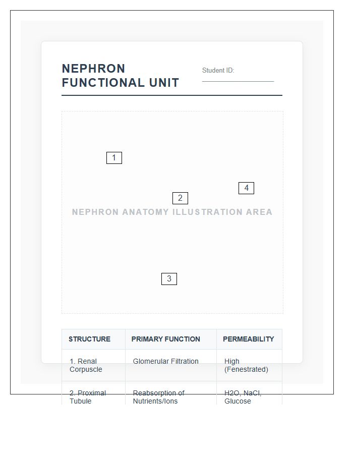 Medical Student Kidney Nephron Printable Chart