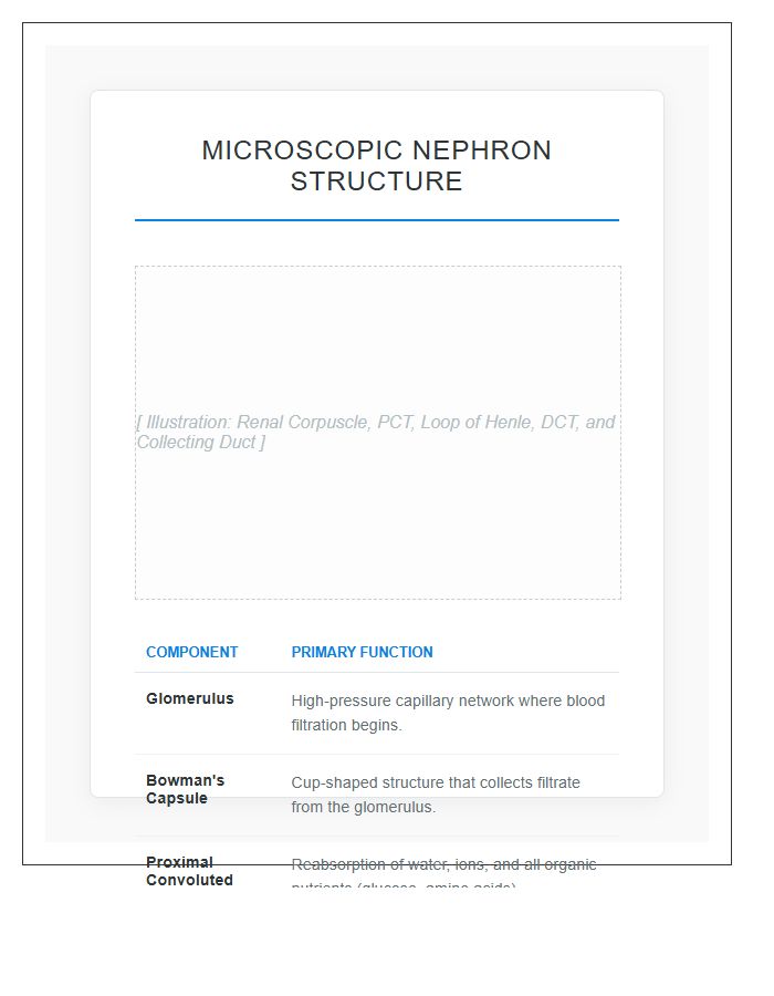 Microscopic Nephron Structure Printable Chart
