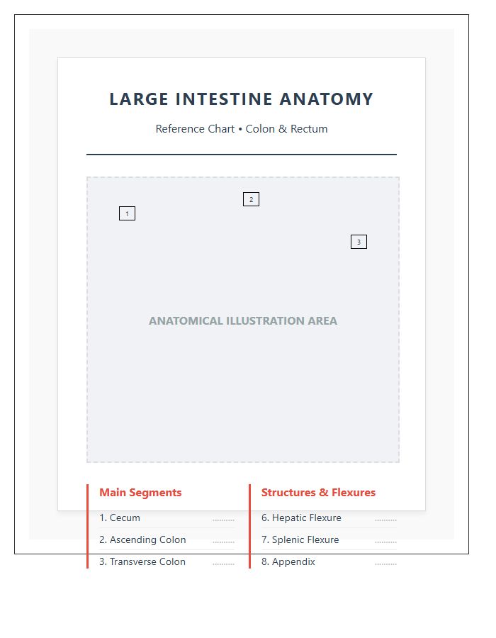 Human Large Intestine Anatomy Structure Printable Chart
