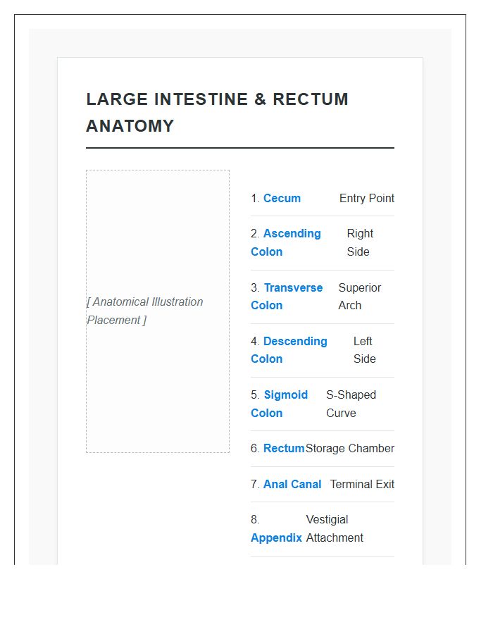 Large Intestine And Rectum Structure Printable Chart