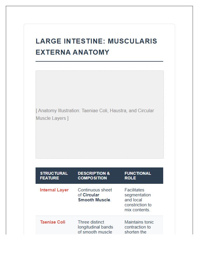 Large Intestine Muscularis Externa Anatomy Printable Chart