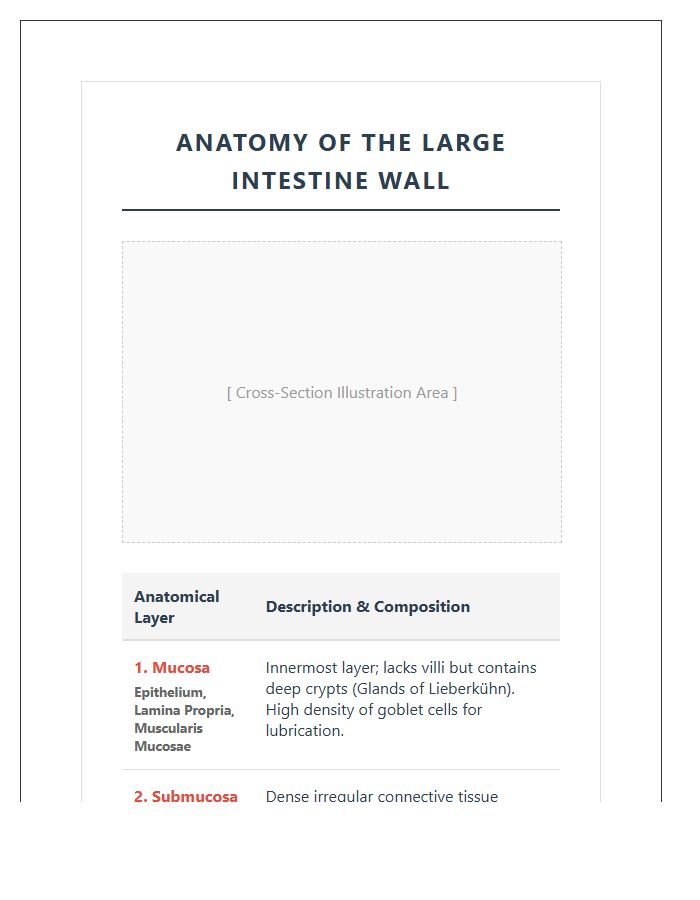 Large Intestine Wall Layers Anatomy Printable Chart