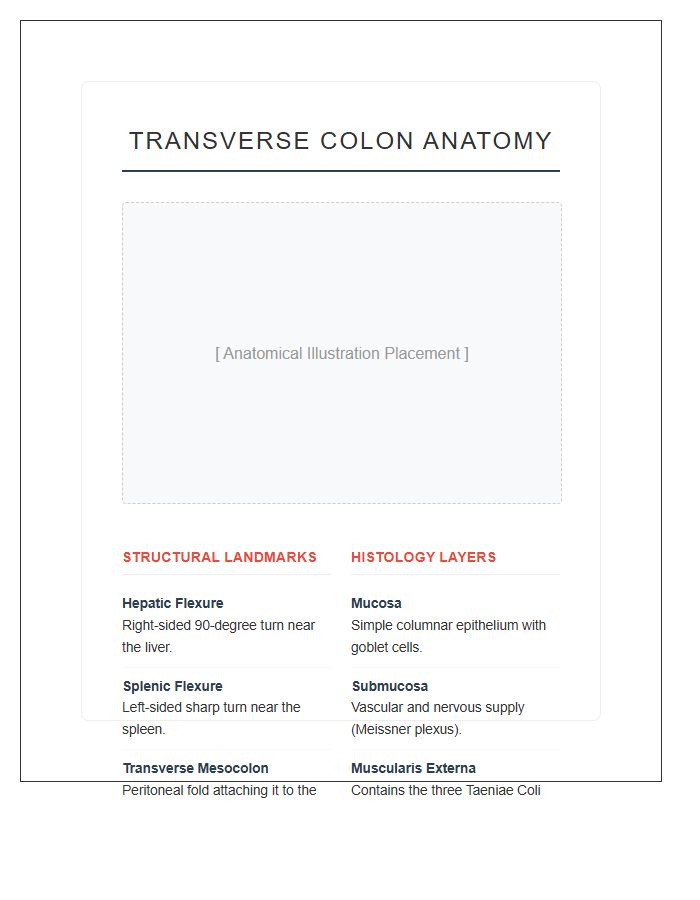 Transverse Colon Anatomy Structure Printable Chart