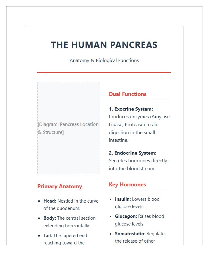 Educational Pancreas Anatomy And Health Printable Chart