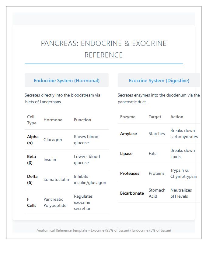 Pancreas Endocrine And Exocrine System Printable Chart
