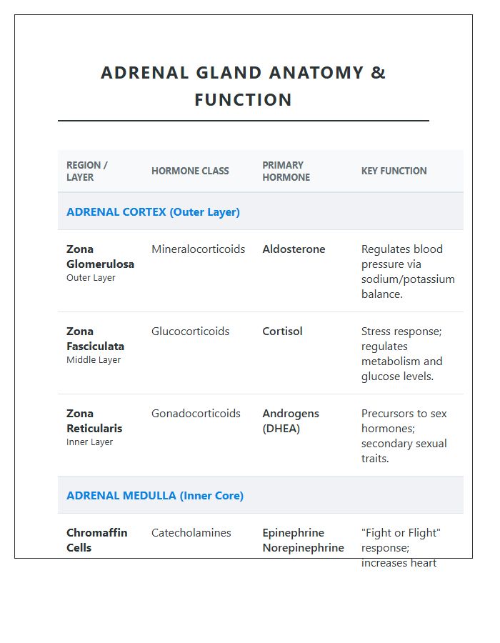 Adrenal Cortex And Medulla Printable Chart