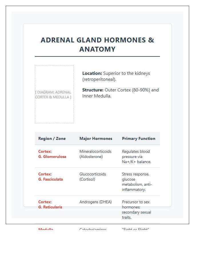 Adrenal Gland Hormones Anatomy Printable Chart