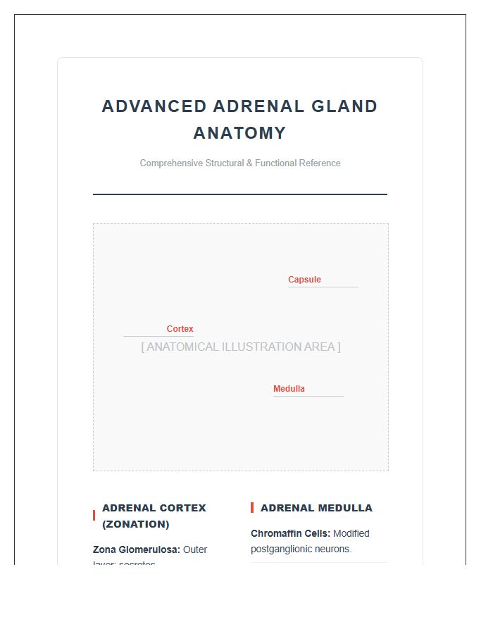 Advanced Adrenal Gland Anatomy Printable Chart